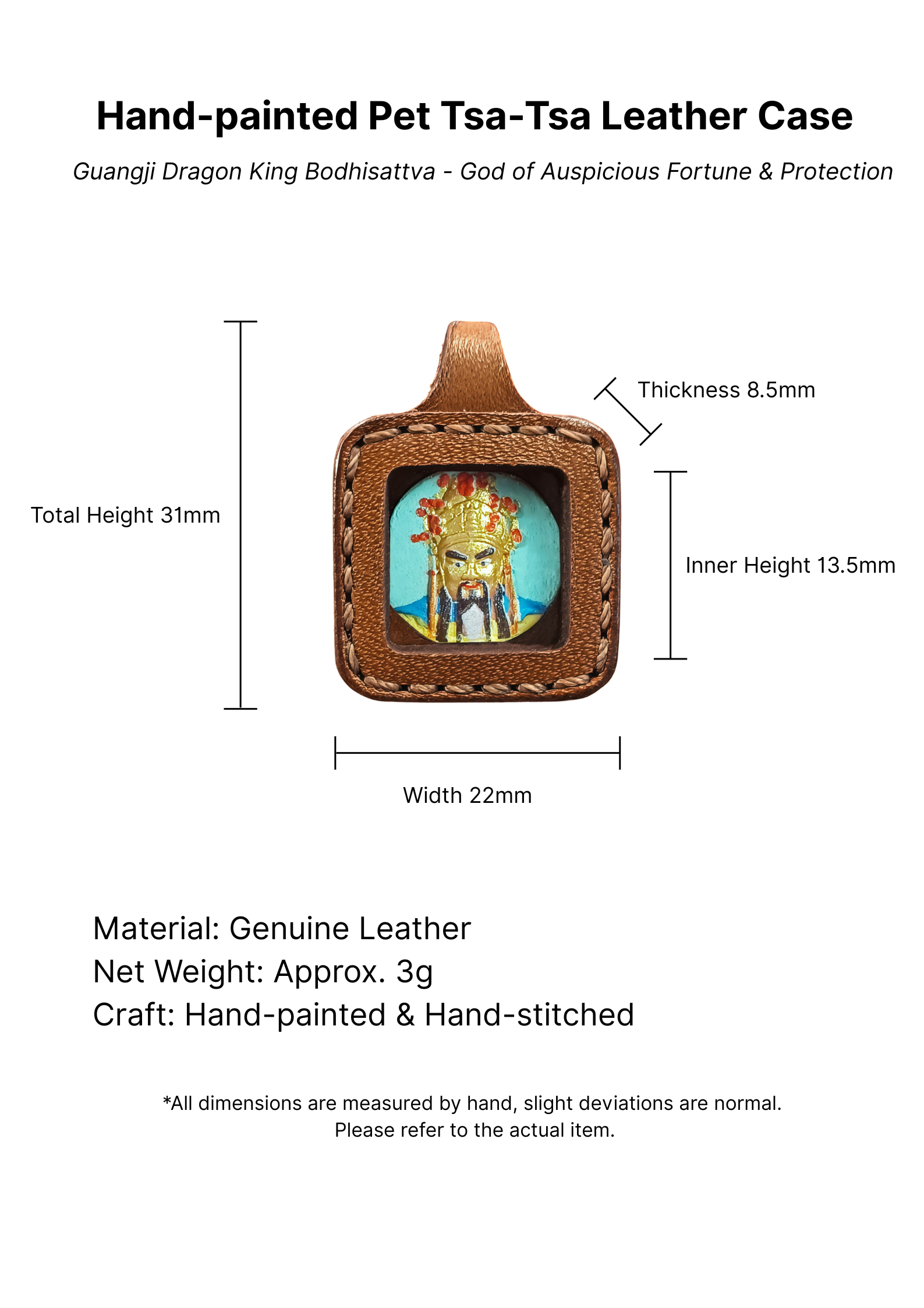 Pet Blessing Tsa-Tsa Charms | Guangji Dragon King Tsa-Tsa Leather Case, Fortune & Protection Blessings