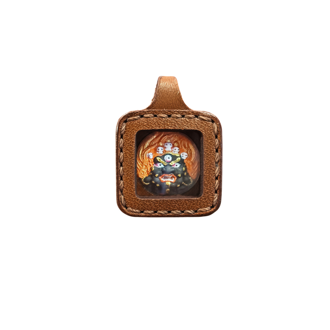 Pet Blessing Tsa-Tsa Charms | Mahakala Tsa-Tsa Leather Case, Protection & Safety Blessings