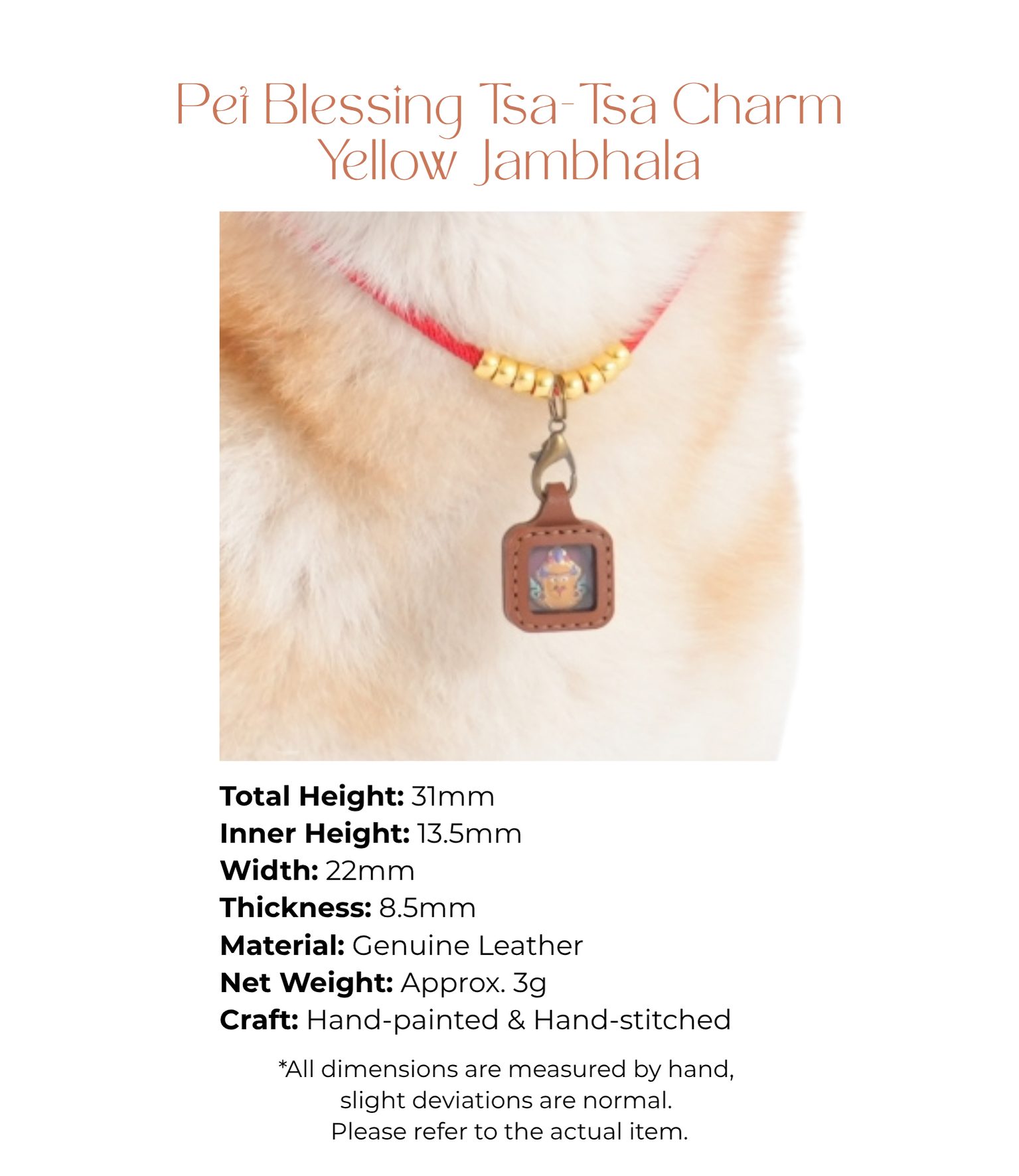 Pet Blessing Tsa-Tsa Charm | Yellow Jambhala, Abundance & Vitality Blessings