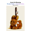 Brown plush Spirit Rabbit keychain wearing a floral-print bow