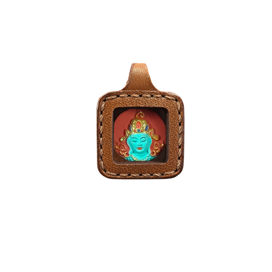 Pet Blessing Tsa-Tsa Charms | Green Tara Tsa-Tsa Leather Case, Healing & Wellness Blessings