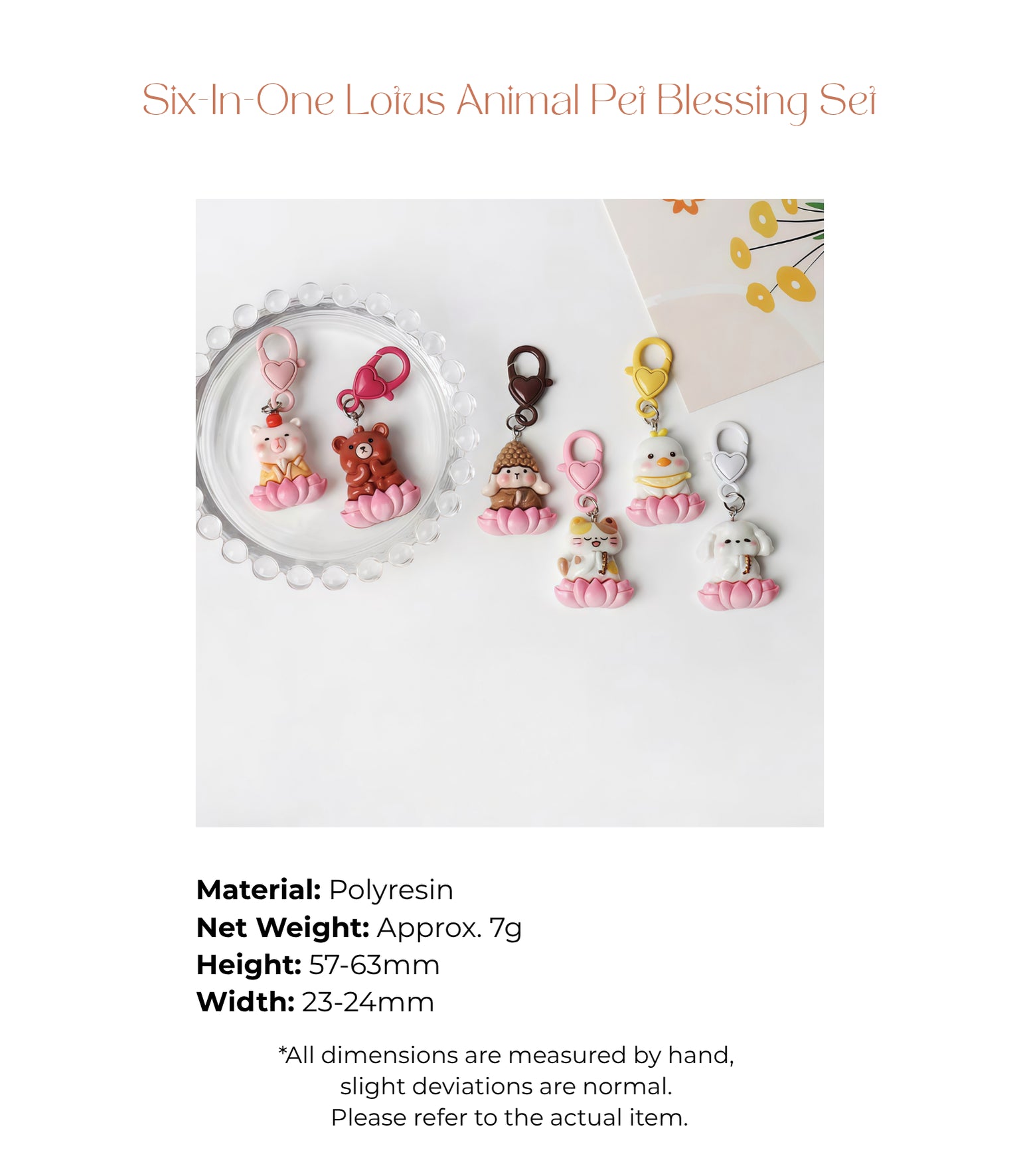 Six-In-One Lotus Animal Pet Blessing Set