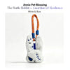 White plush Battle Rabbit keychain with blue stitched eyes and star-patterned ears, White and Blue edition