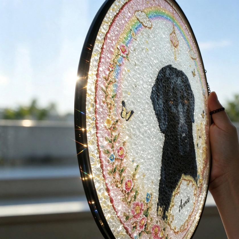 Personalized Pet Portrait Suncatcher – The Spirit Dog, Guardian of Devotion