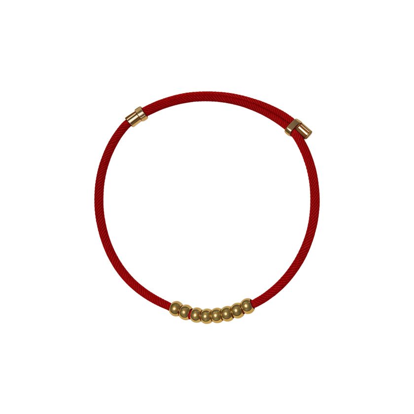 Pet Blessing Collar | Golden Bead Red Cord Collar